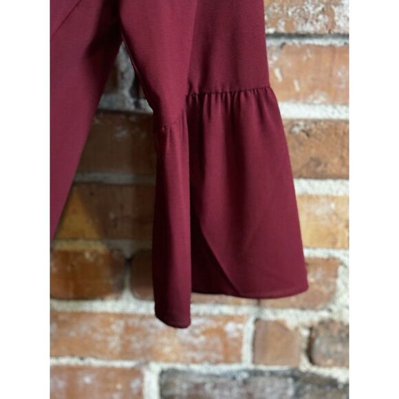 J. Crew Women's  3/4 Bell Sleeve Babydoll Lined‎ Dress Burgundy Size 2 Holidays - Picture 4 of 6
